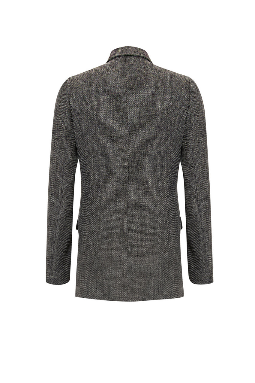 Woven Double Breasted Long Sleeve Blazer Jacket