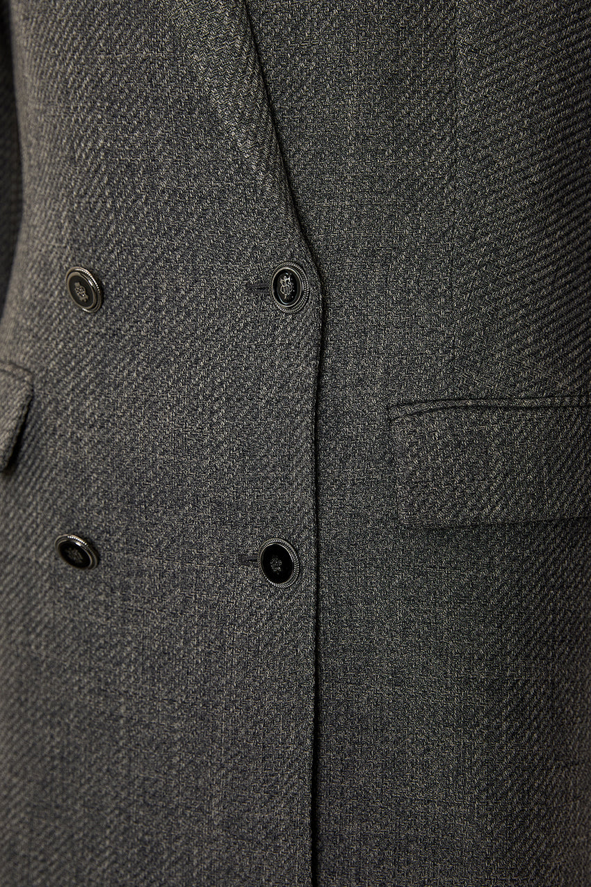 Woven Double Breasted Long Sleeve Blazer Jacket