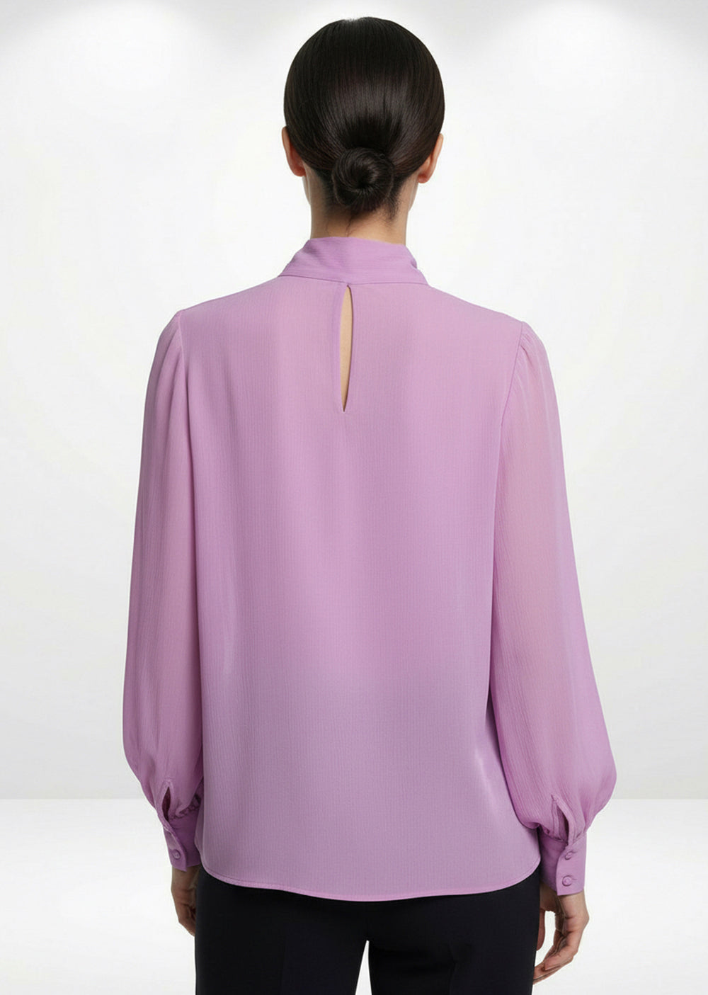 Patterned Scarf Neck Long Sleeve Regular Blouse