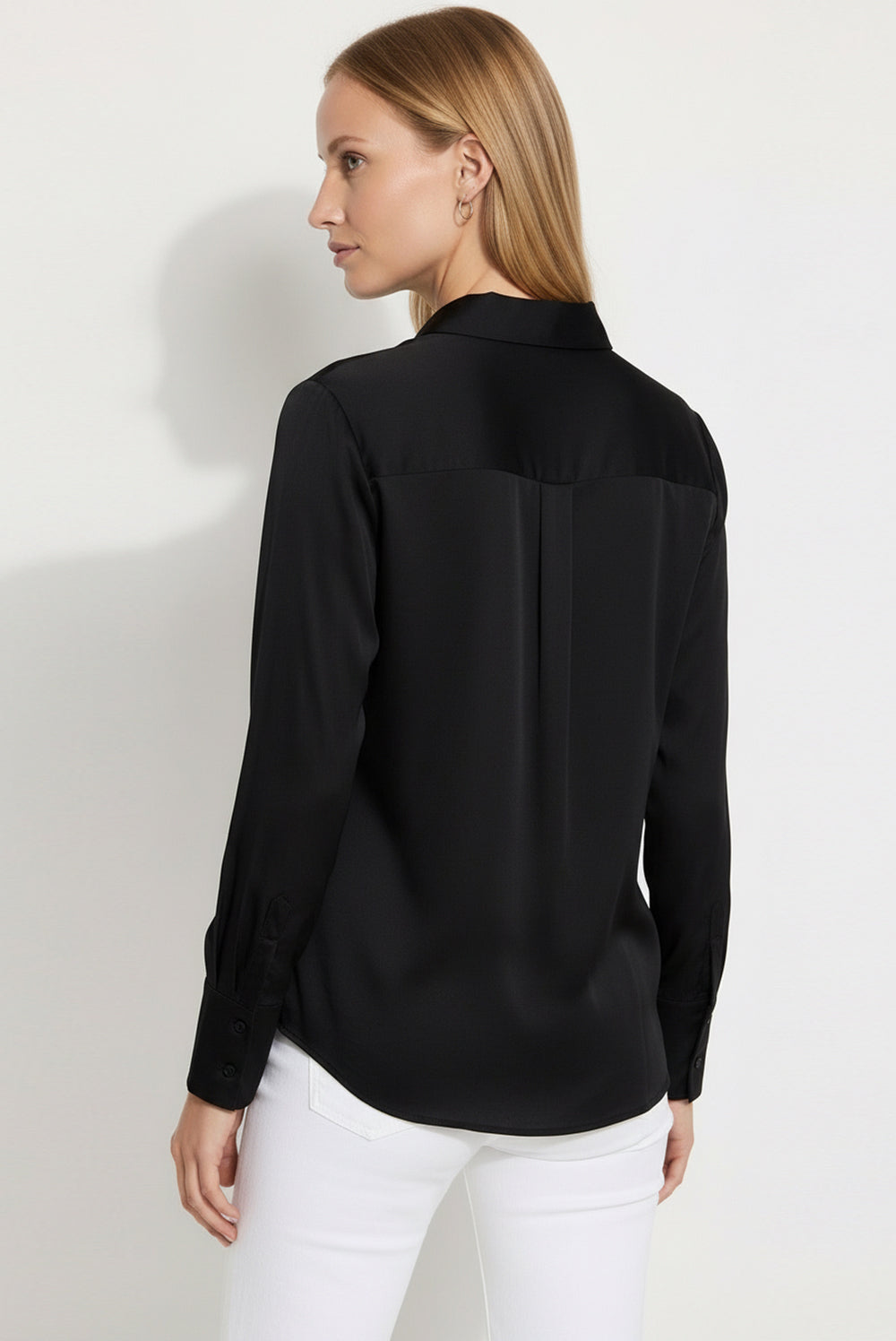 Elegant Stone Detail Long Sleeve Shirt - Black