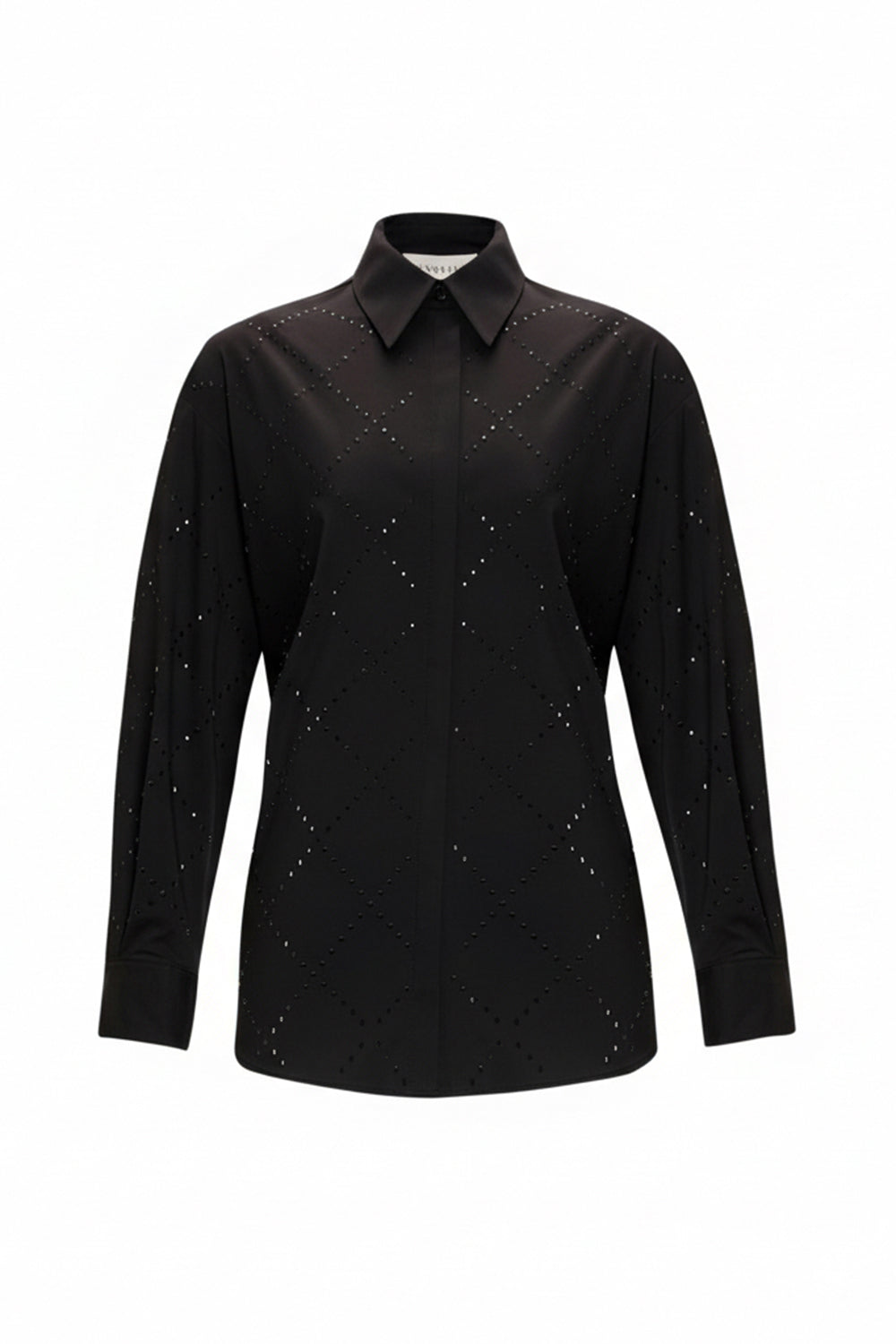 Stone Pattern Pocketless Long Sleeve Regular Fit Cotton Shirt