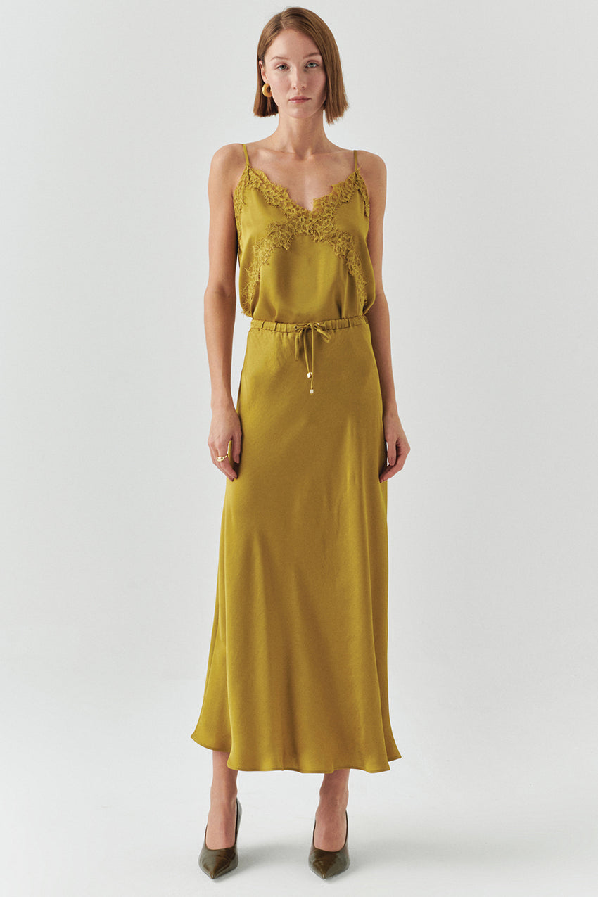 Liv Lime Pocketed Midi Skirt