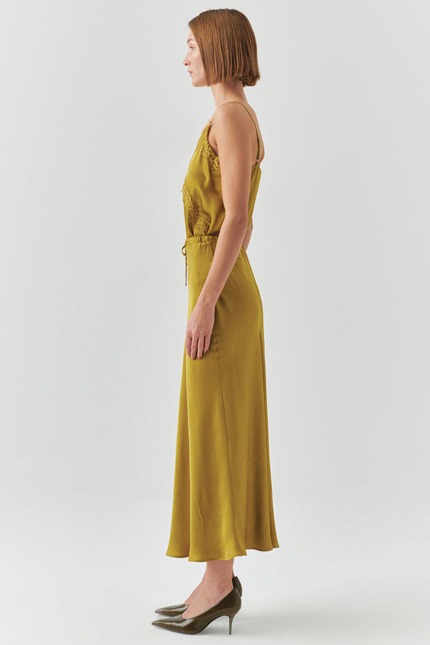 Liv Lime Pocketed Midi Skirt