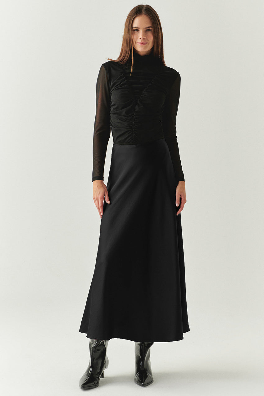 Justice Black A-Line Midi Black Skirt