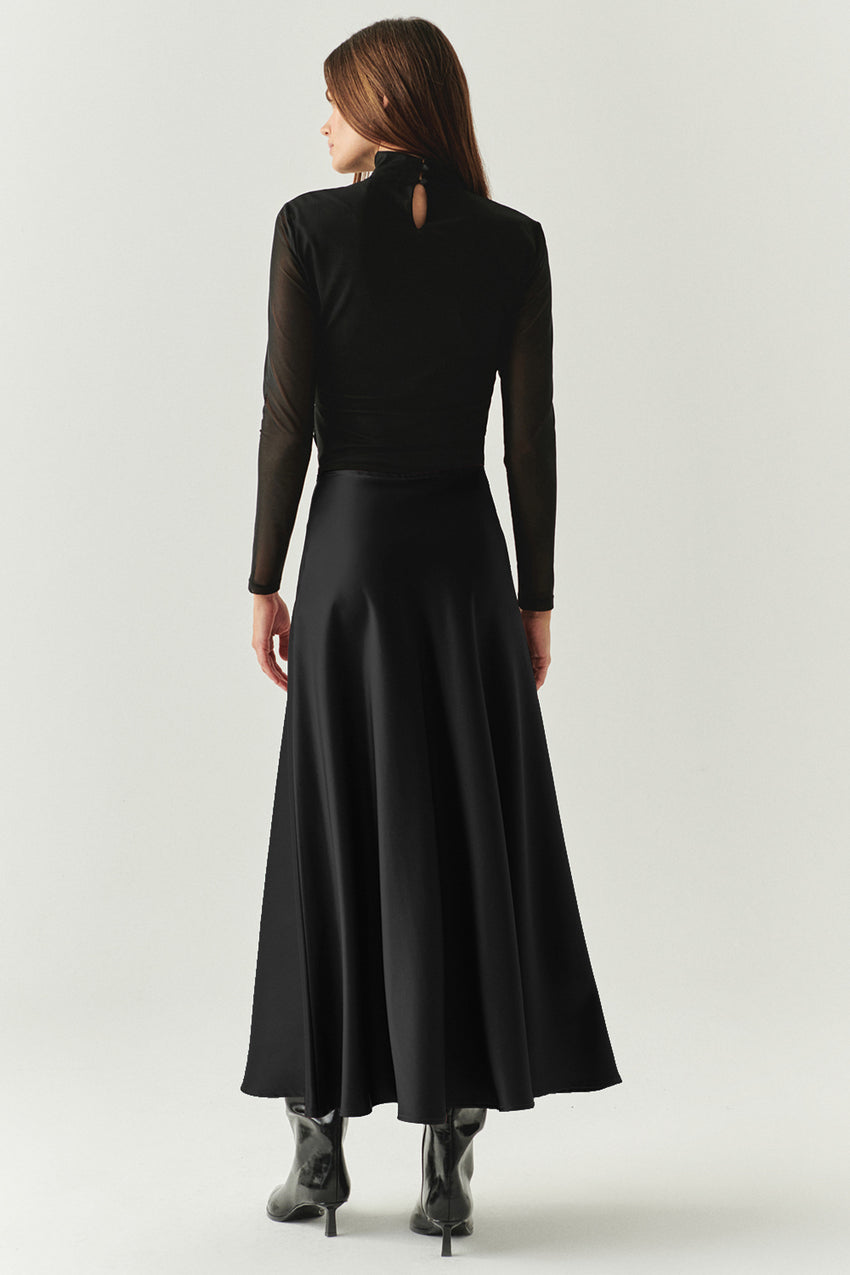 Justice Black A-Line Midi Black Skirt