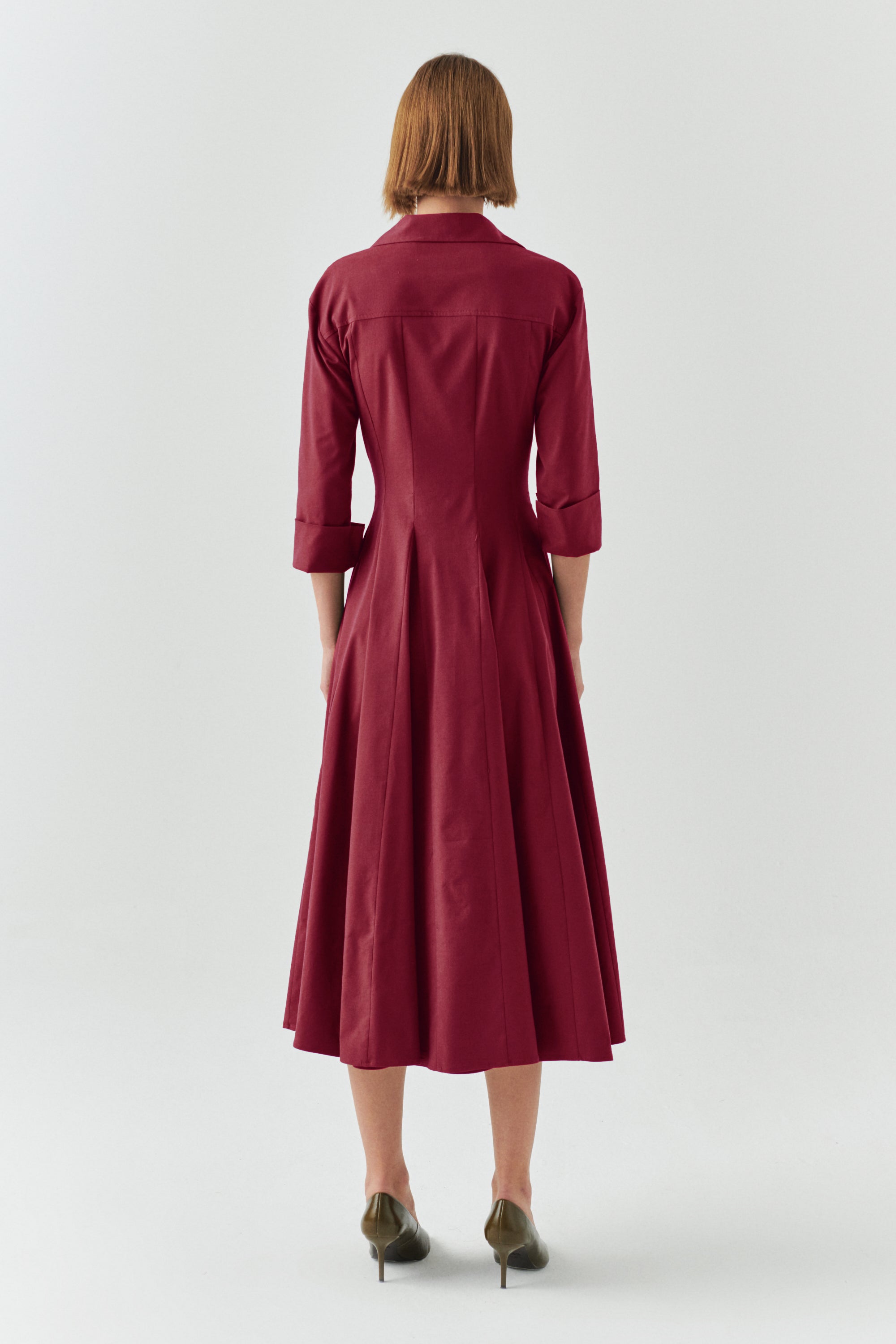 Estelle Pocketed Jacket Collar Dress Red