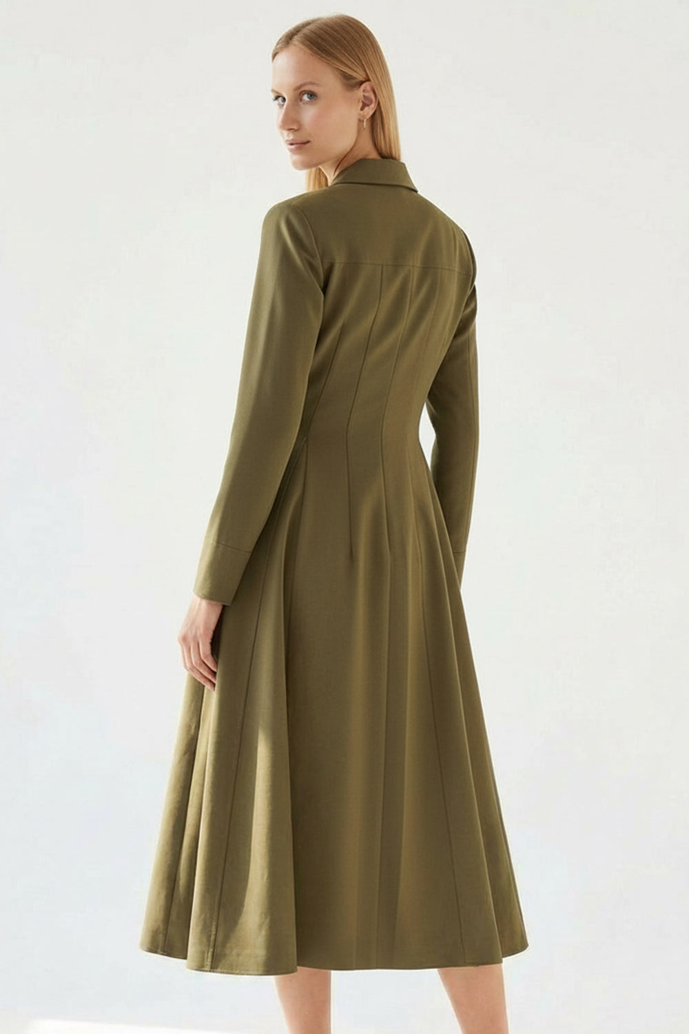 Elegant Gold Button Double Breasted Midi Blazer Dress