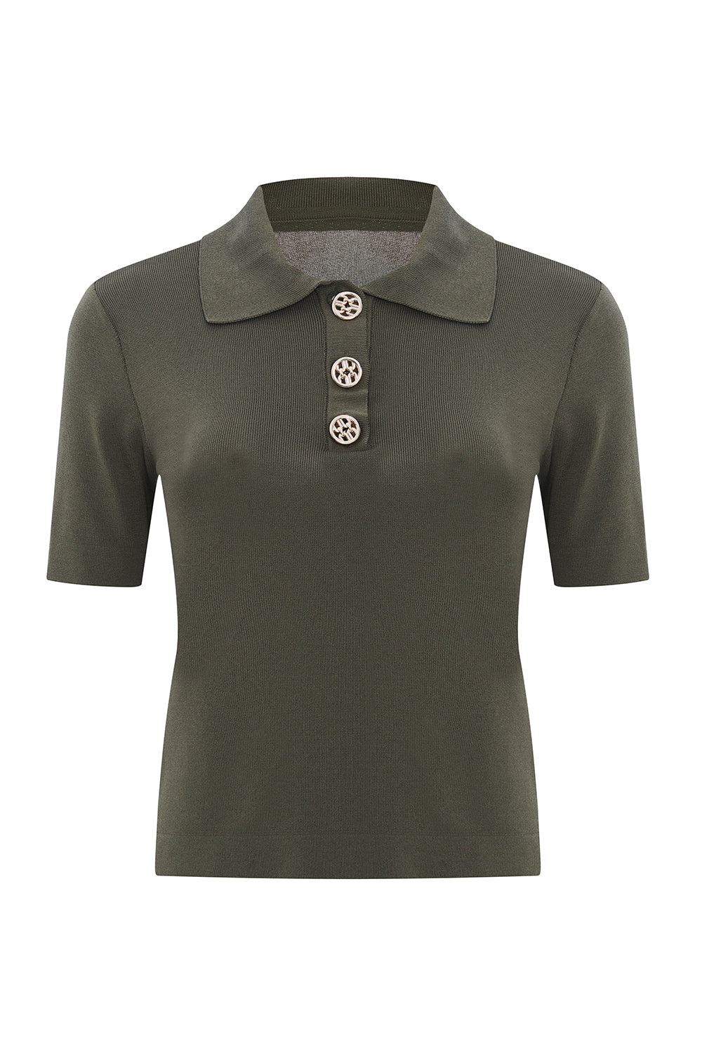 Jaylah Short Sleeve Shirt Collar Sweater