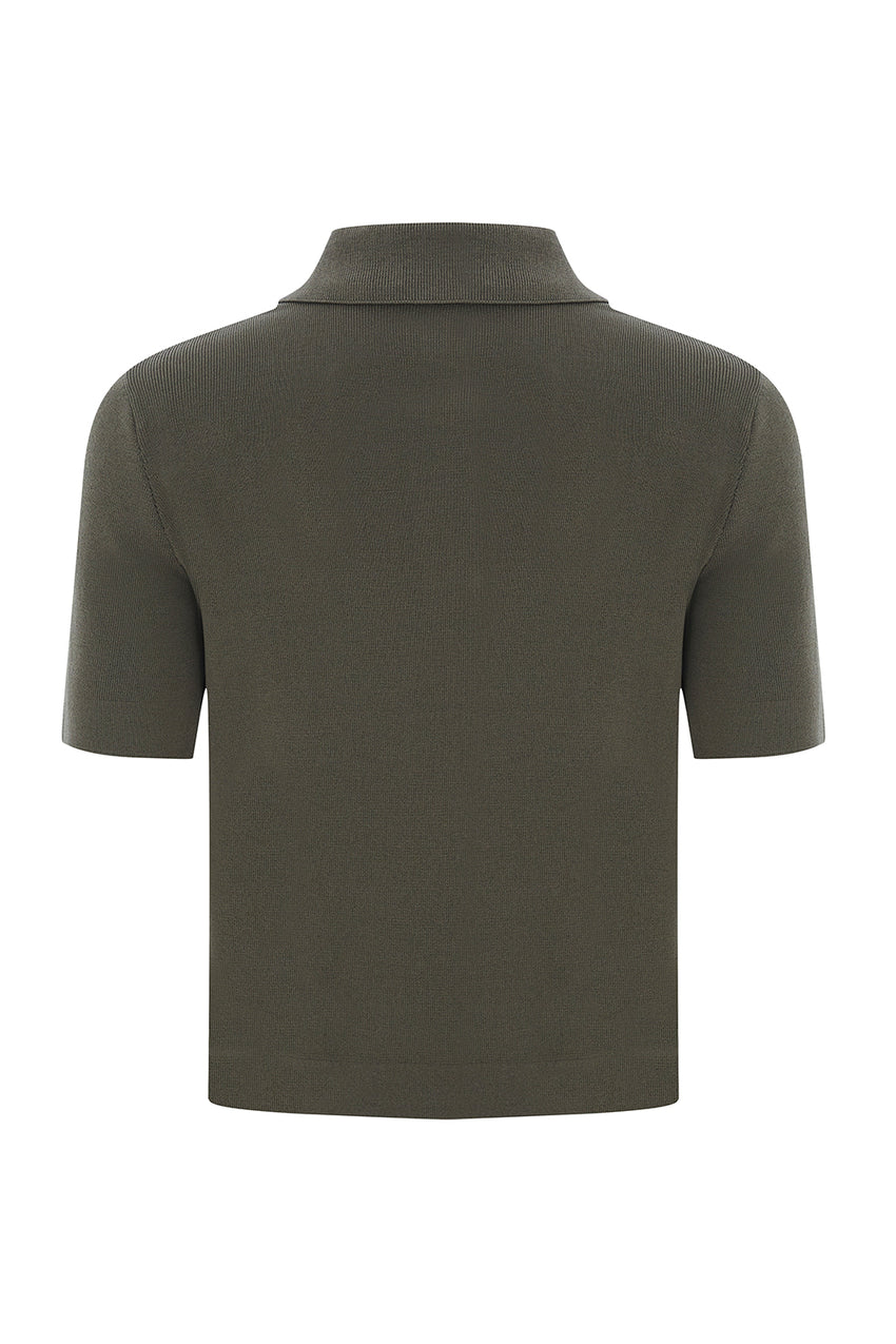 Jaylah Short Sleeve Shirt Collar Sweater
