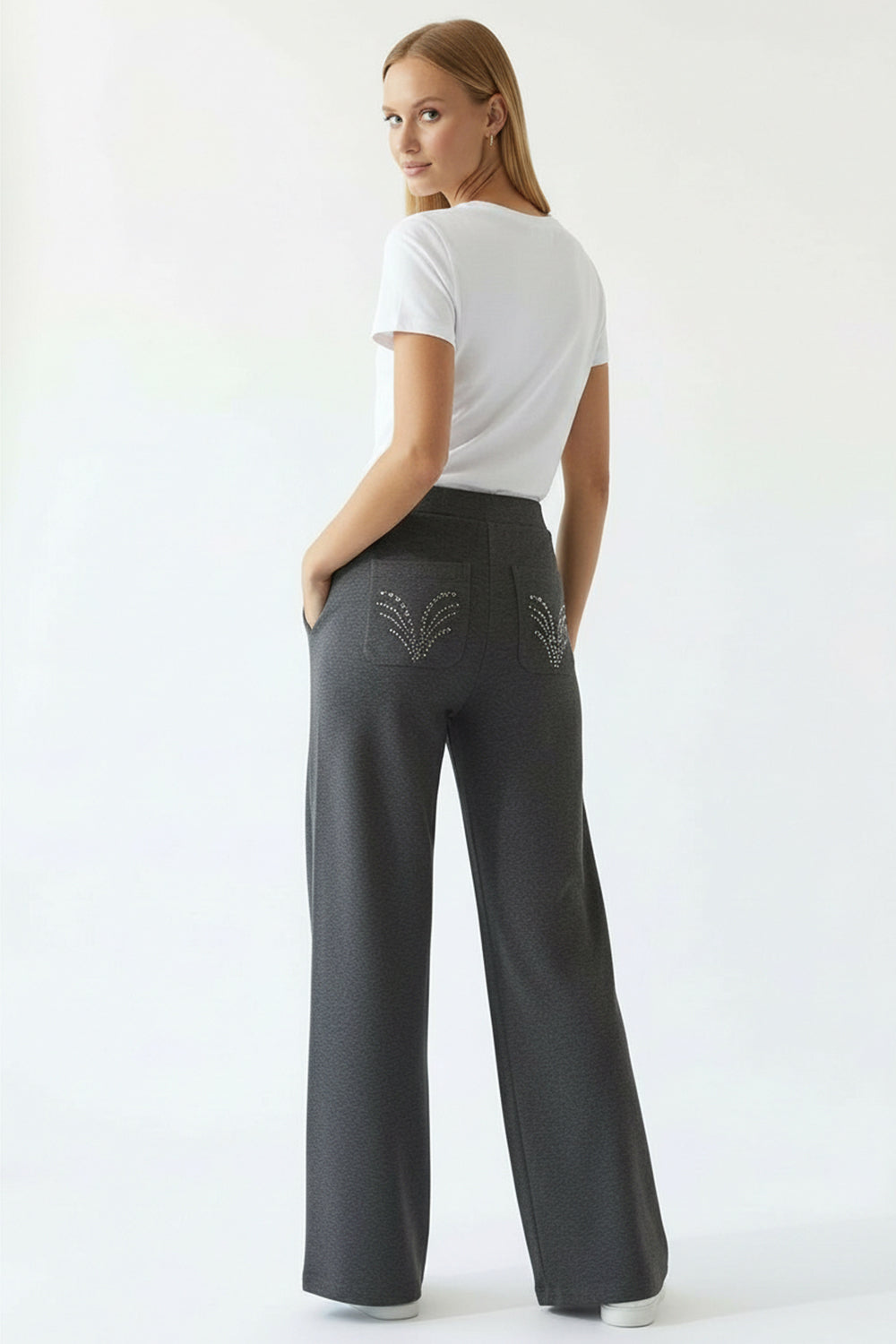 Drawstring Waist Knit Pants – GREY