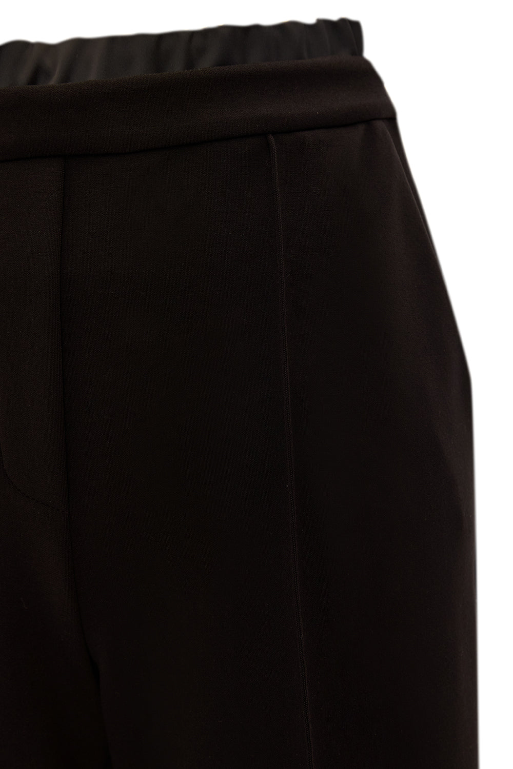 Knit Trousers with Elastic Waist and Pockets - Black
