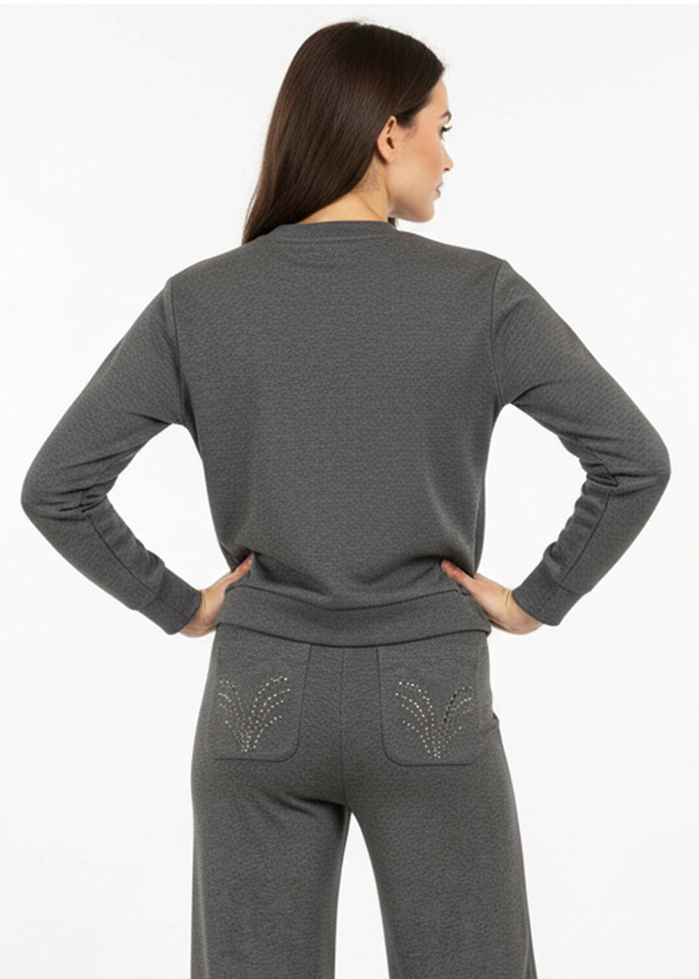 Statement Patterned Sweatshirt with Crystal Embellishments