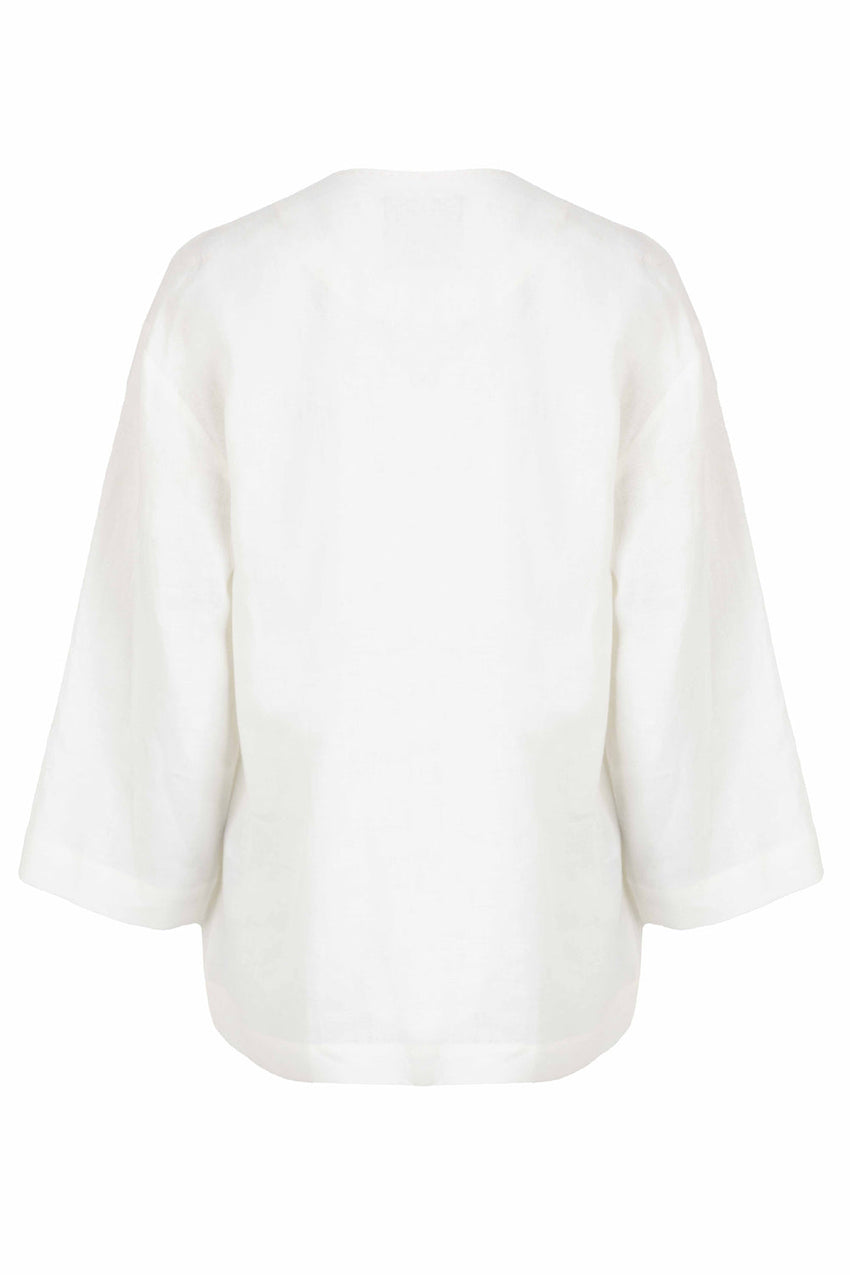 Relaxed Fit Jacket with Embroidery and Self-Fabric Belt