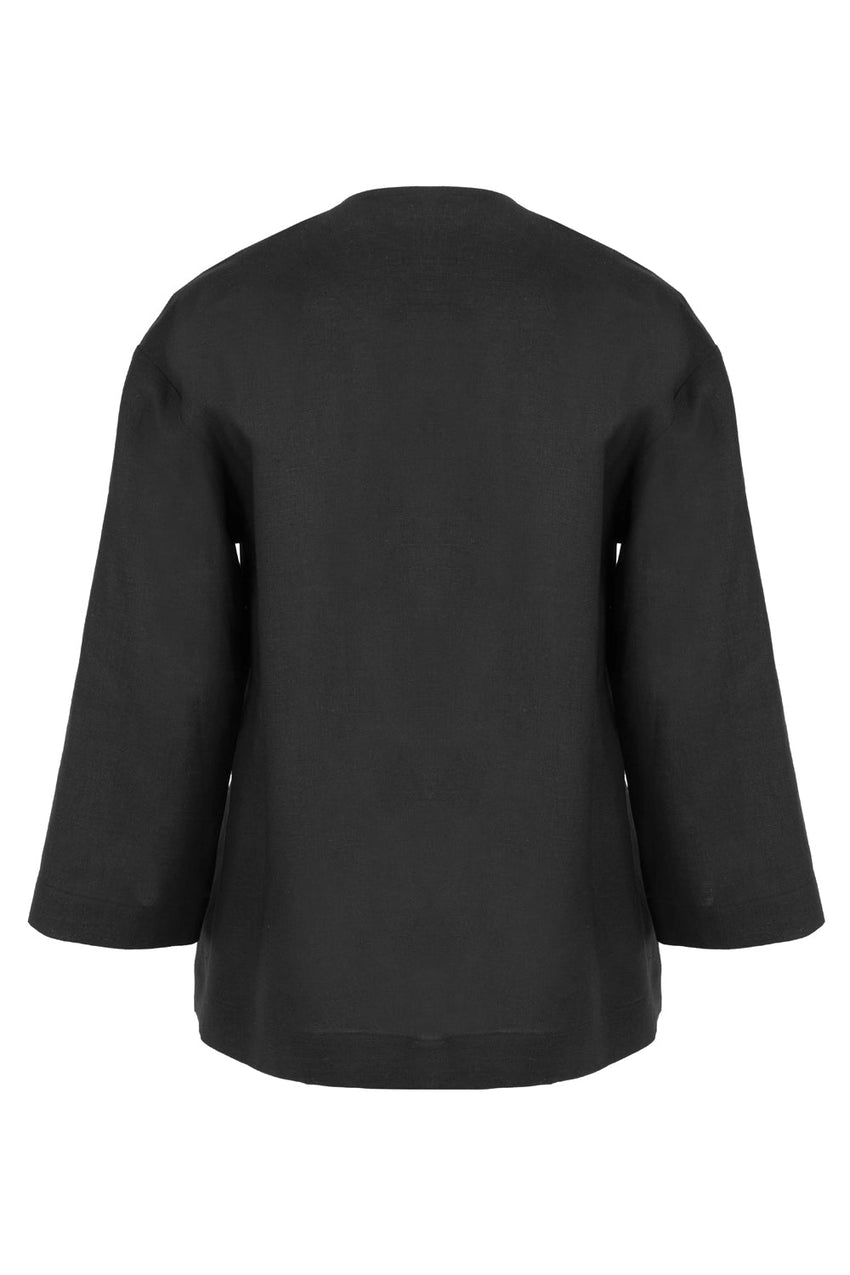 Relaxed Fit Embroidered Jacket with Self-Fabric Belt