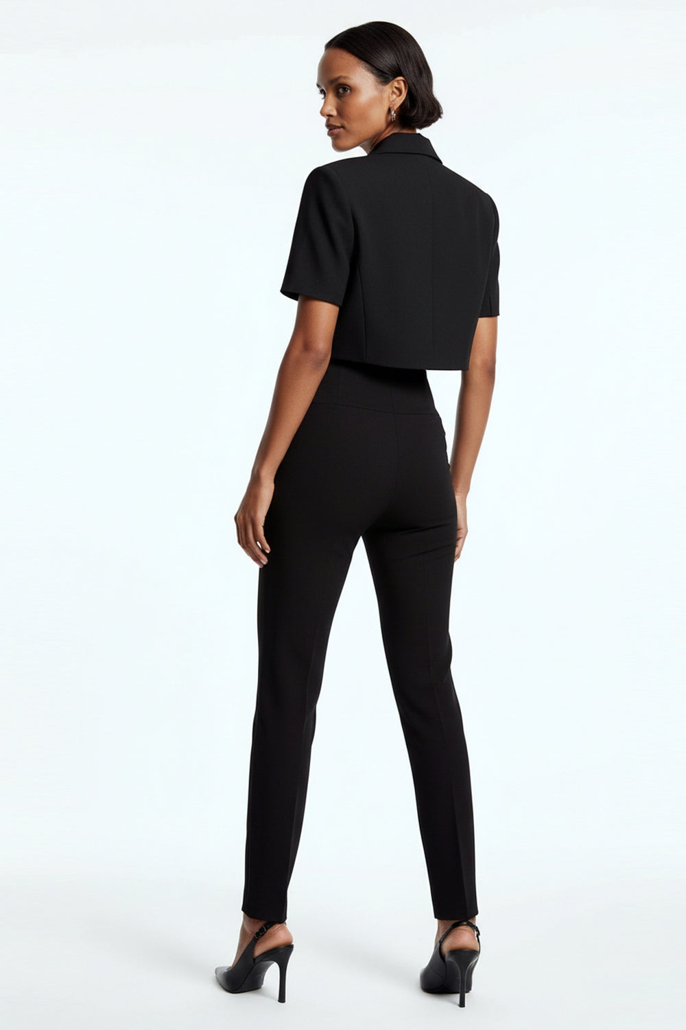 Single-Button Black Cropped Blazer