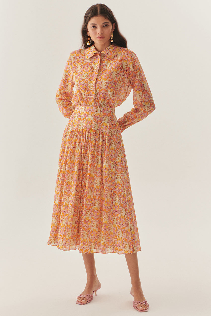 Collar-Detail Regular Fit Floral Shirt