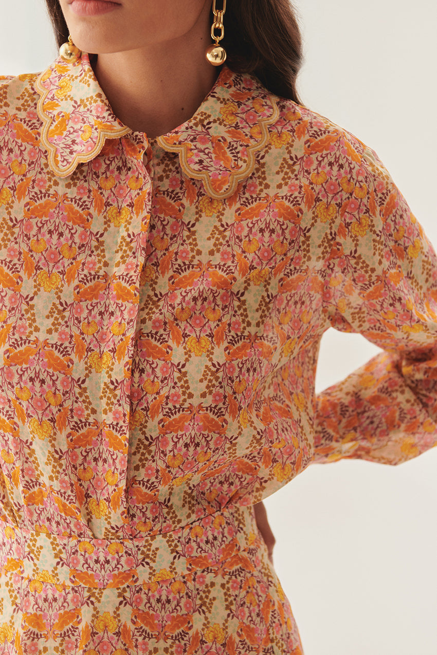 Collar-Detail Regular Fit Floral Shirt