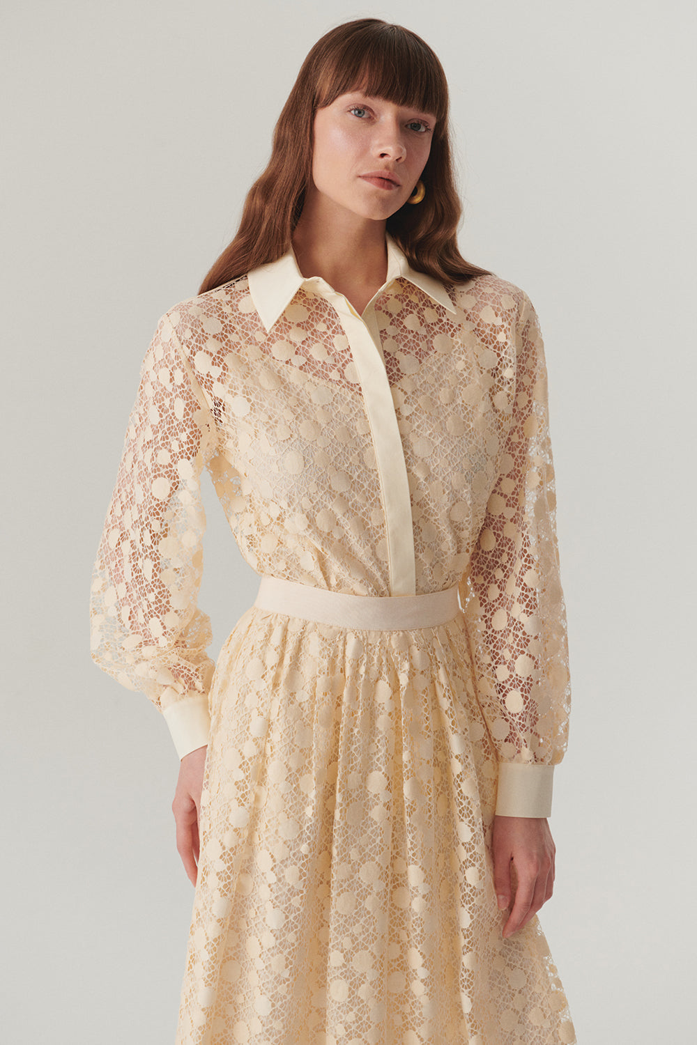 Cotton Lace-Detail Regular Fit Shirt