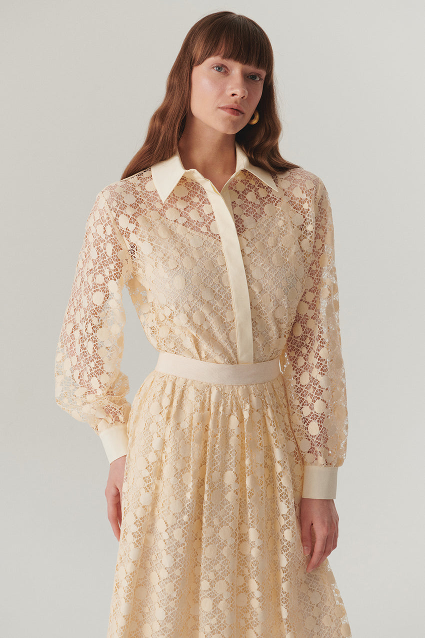 Cotton Lace-Detail Regular Fit Shirt