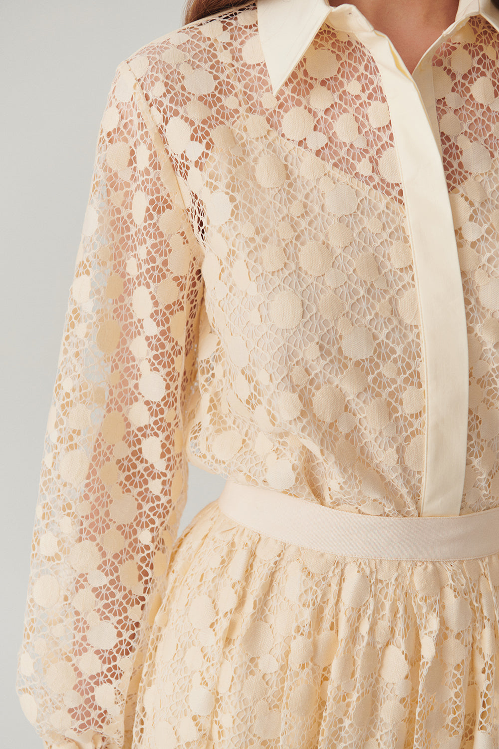 Cotton Lace-Detail Regular Fit Shirt