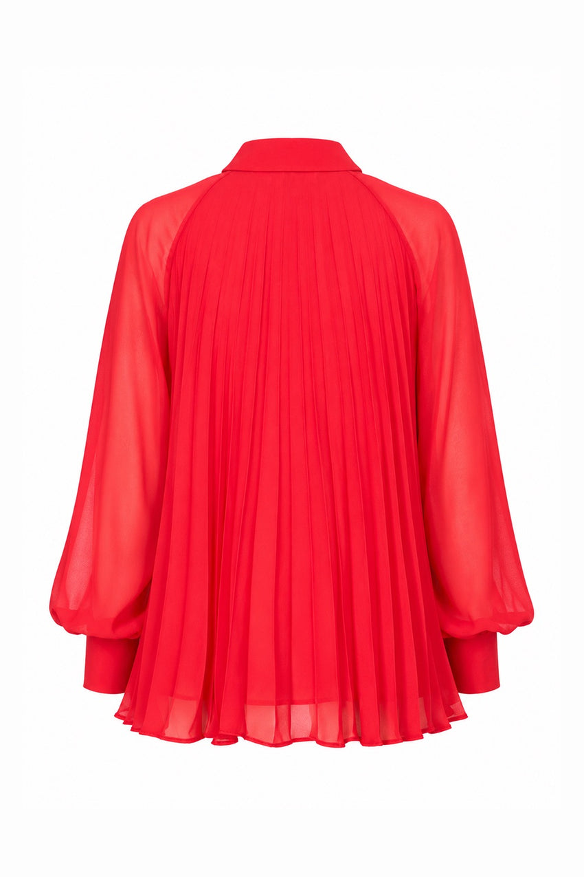 Keyla Long Sleeve Shirt with Buttoned Cuffs - Red