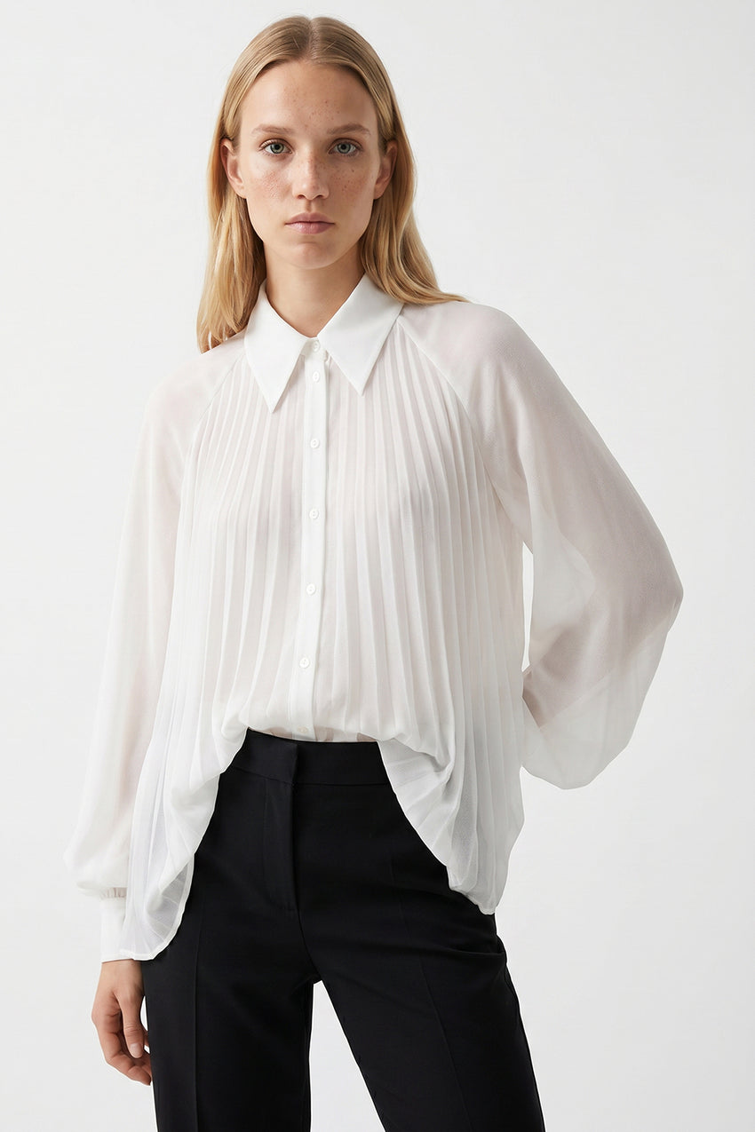 Keyla Long Sleeve Shirt with Buttoned Cuffs - Ecru