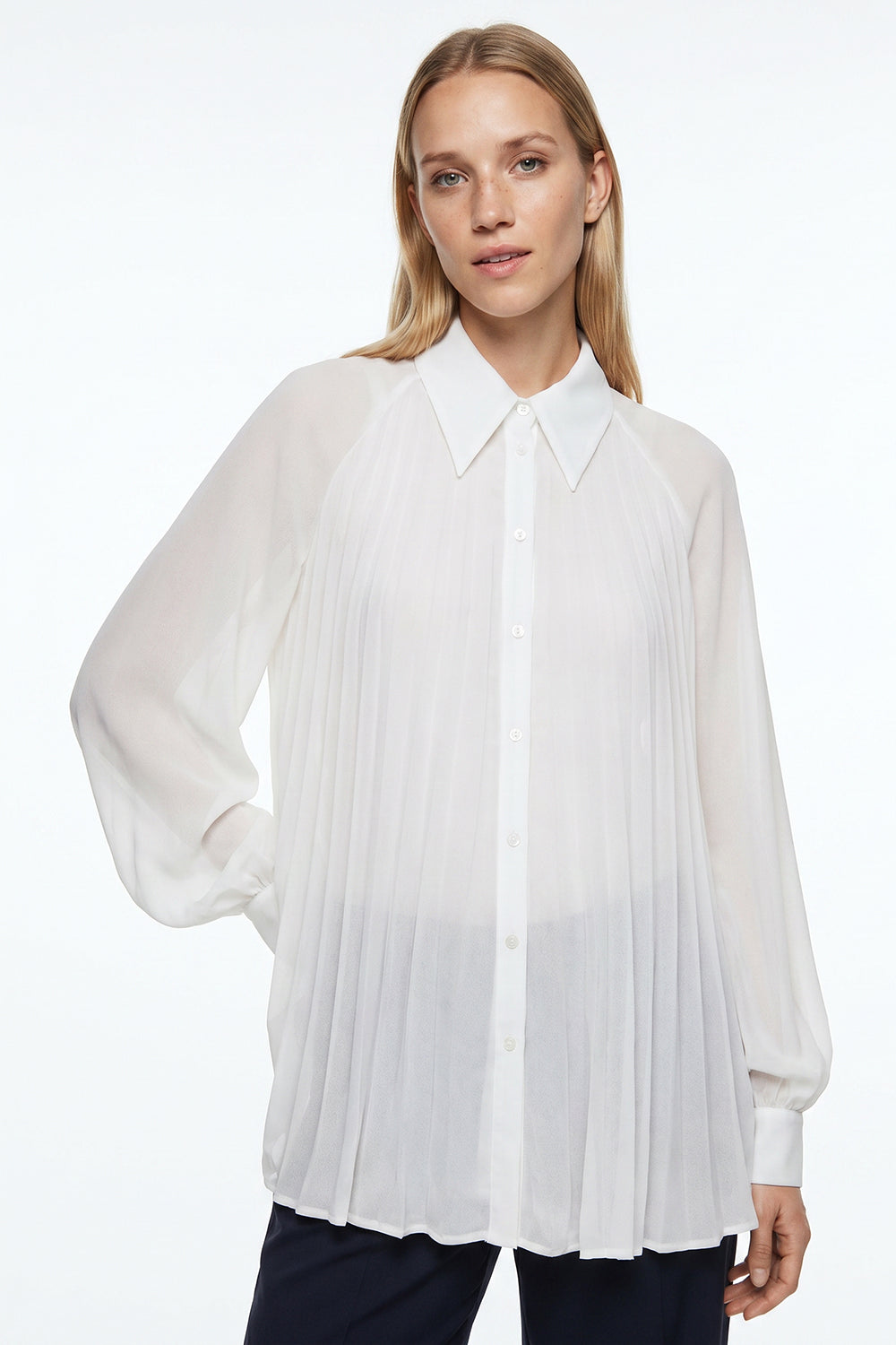 Keyla Long Sleeve Shirt with Buttoned Cuffs - Ecru