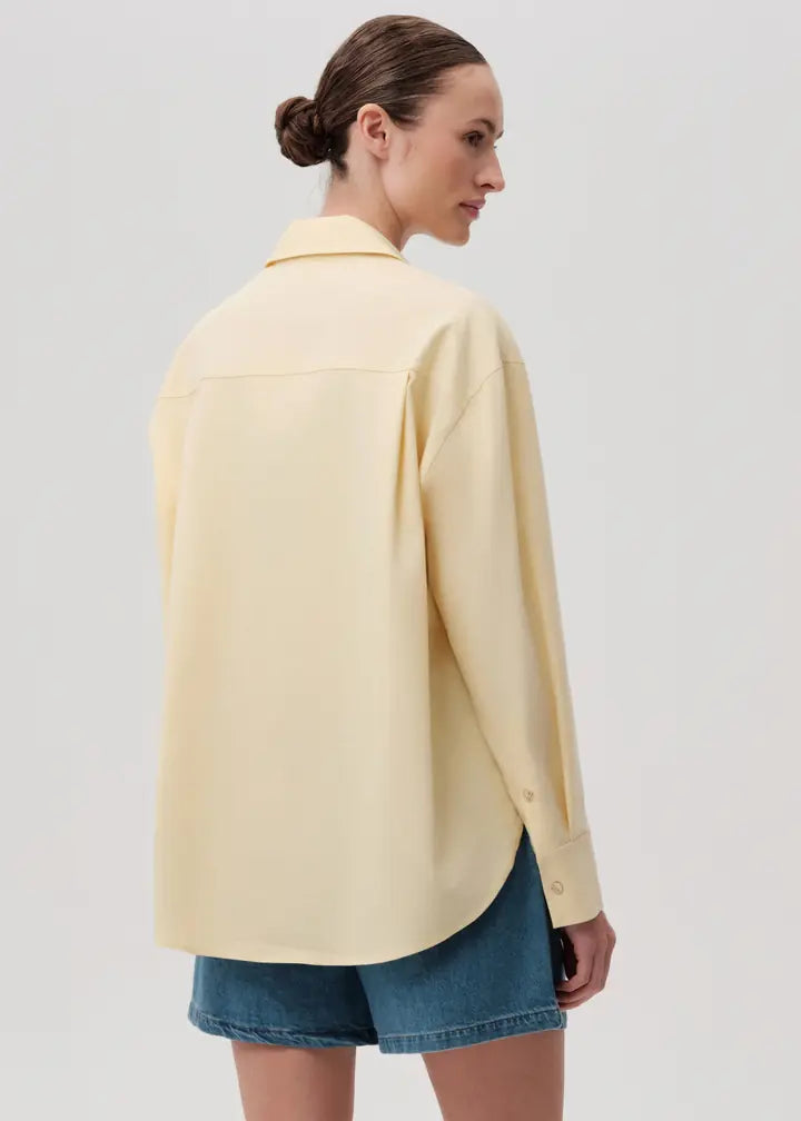 Button-Detail Regular Fit Cotton Shirt - Yellow