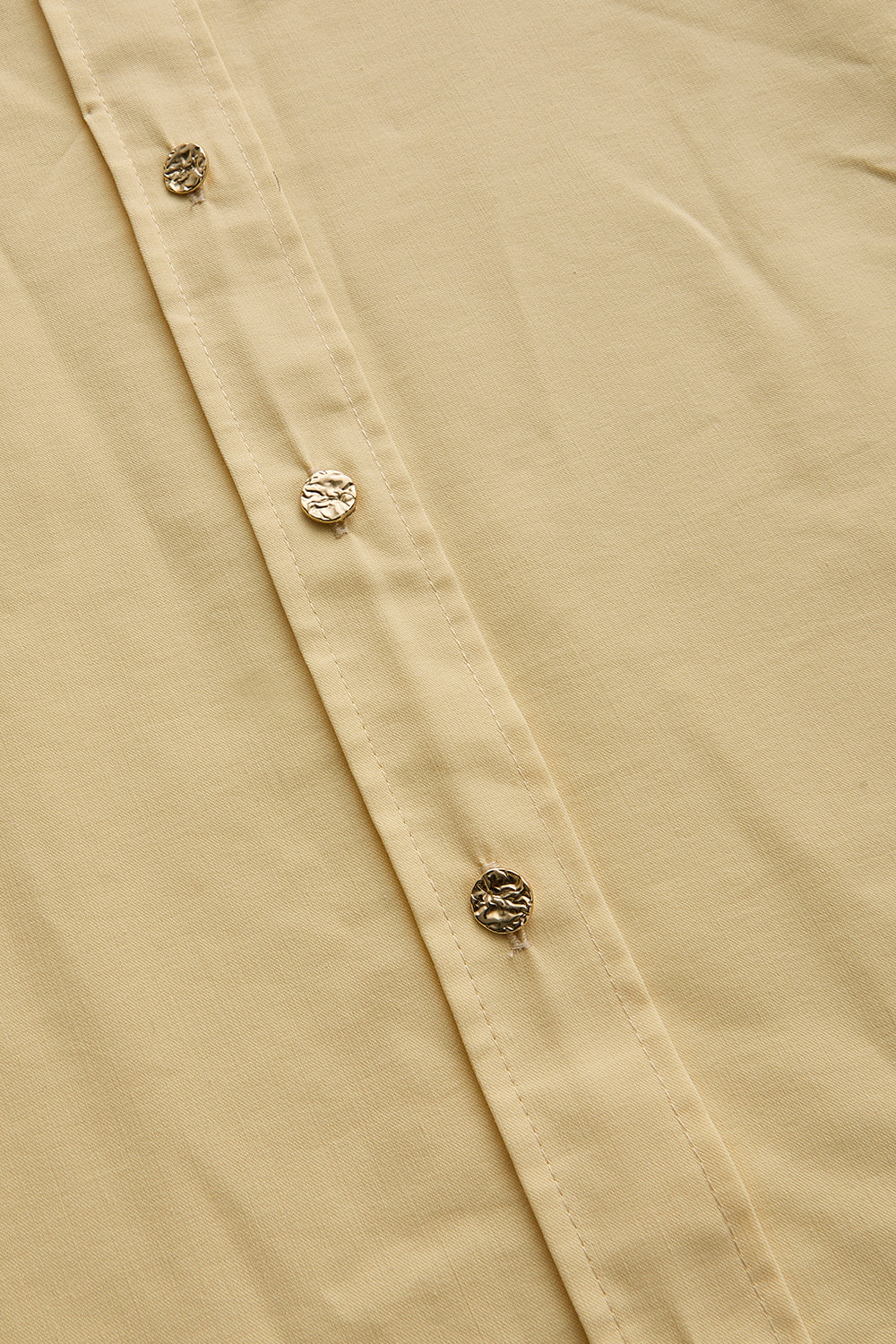 Button-Detail Regular Fit Cotton Shirt - Yellow