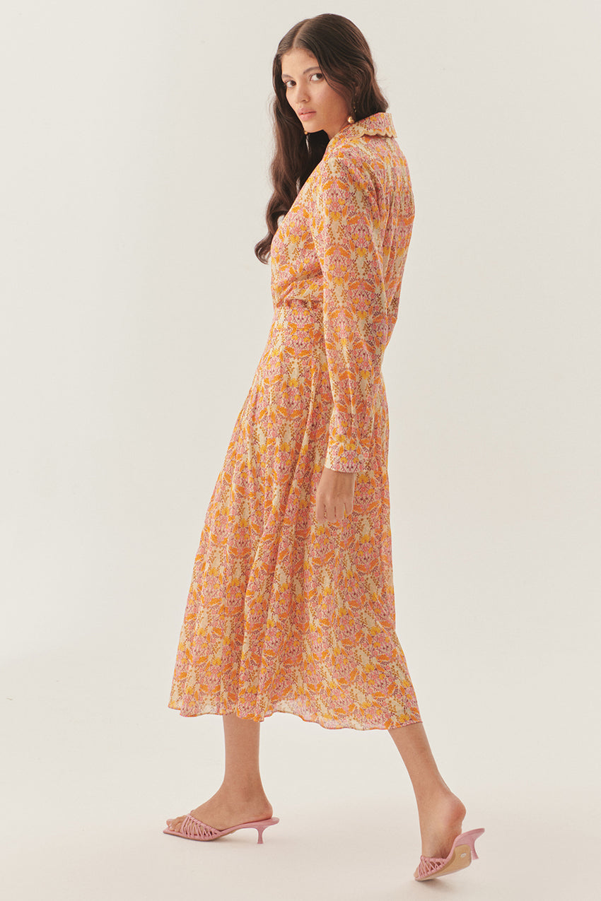 Floral Print Midi Skirt - Multi Color