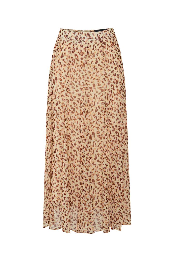 Fitted Waist Flared Patterned Chiffon Midi Skirt - Multi Color