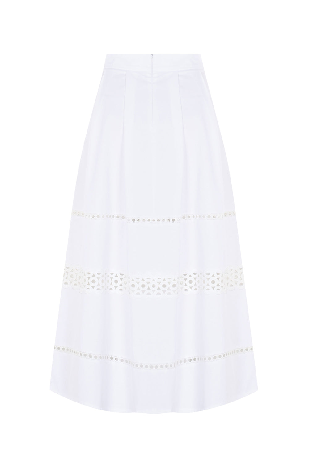 Broderie Detail Midi Karsyn Skirt - WHITE