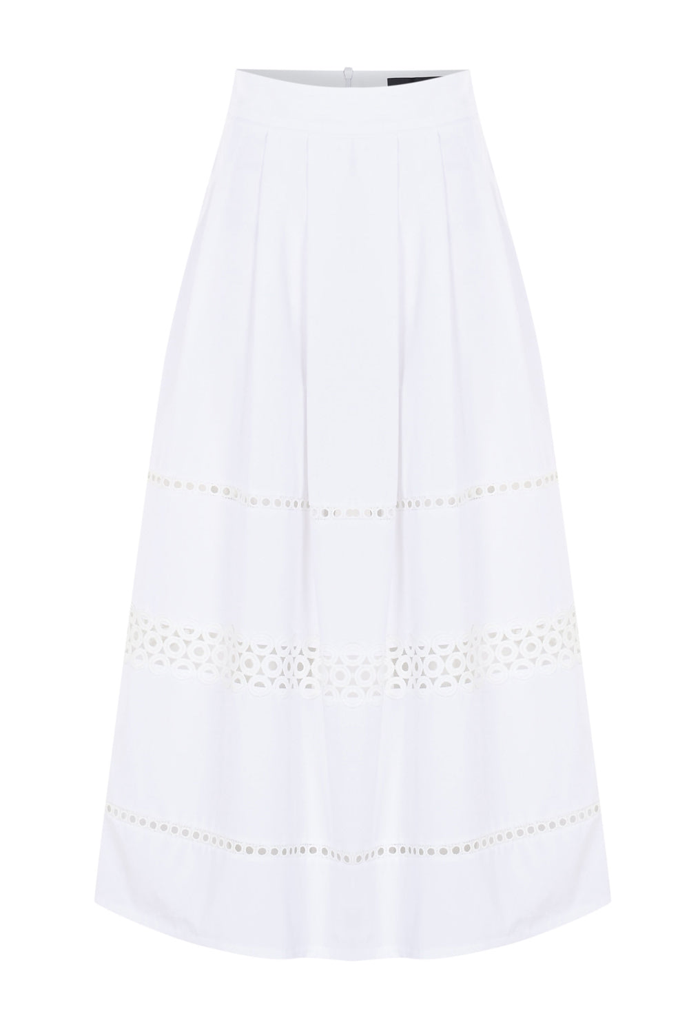 Broderie Detail Midi Karsyn Skirt - WHITE