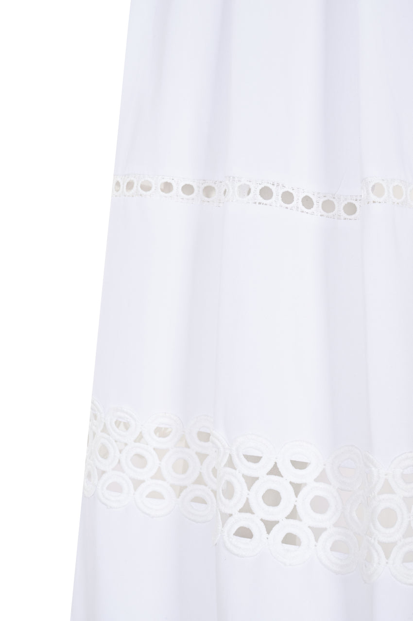Broderie Detail Midi Karsyn Skirt - WHITE
