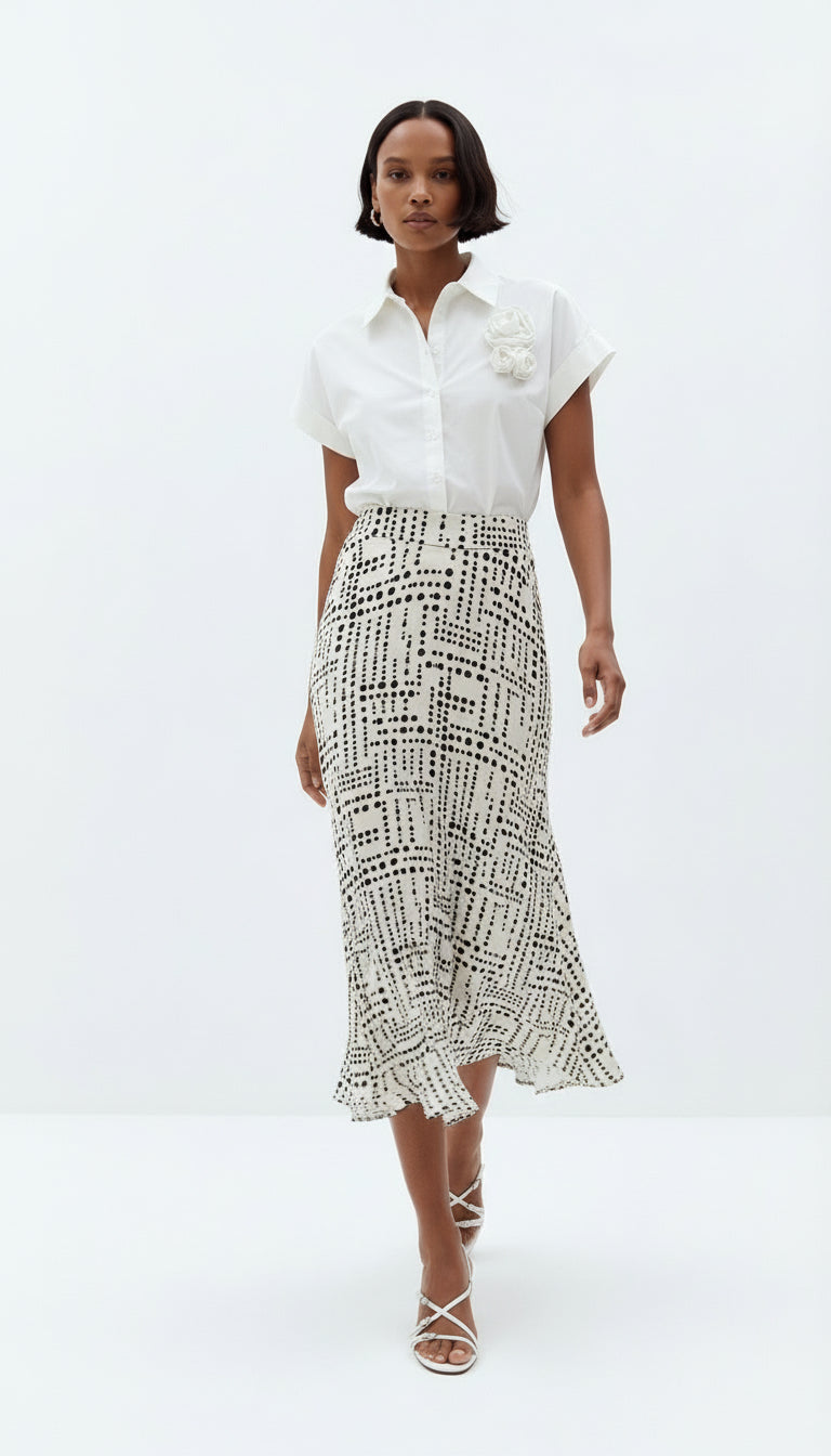 A Line Patterned Midi Skirt - MULTI COLOR