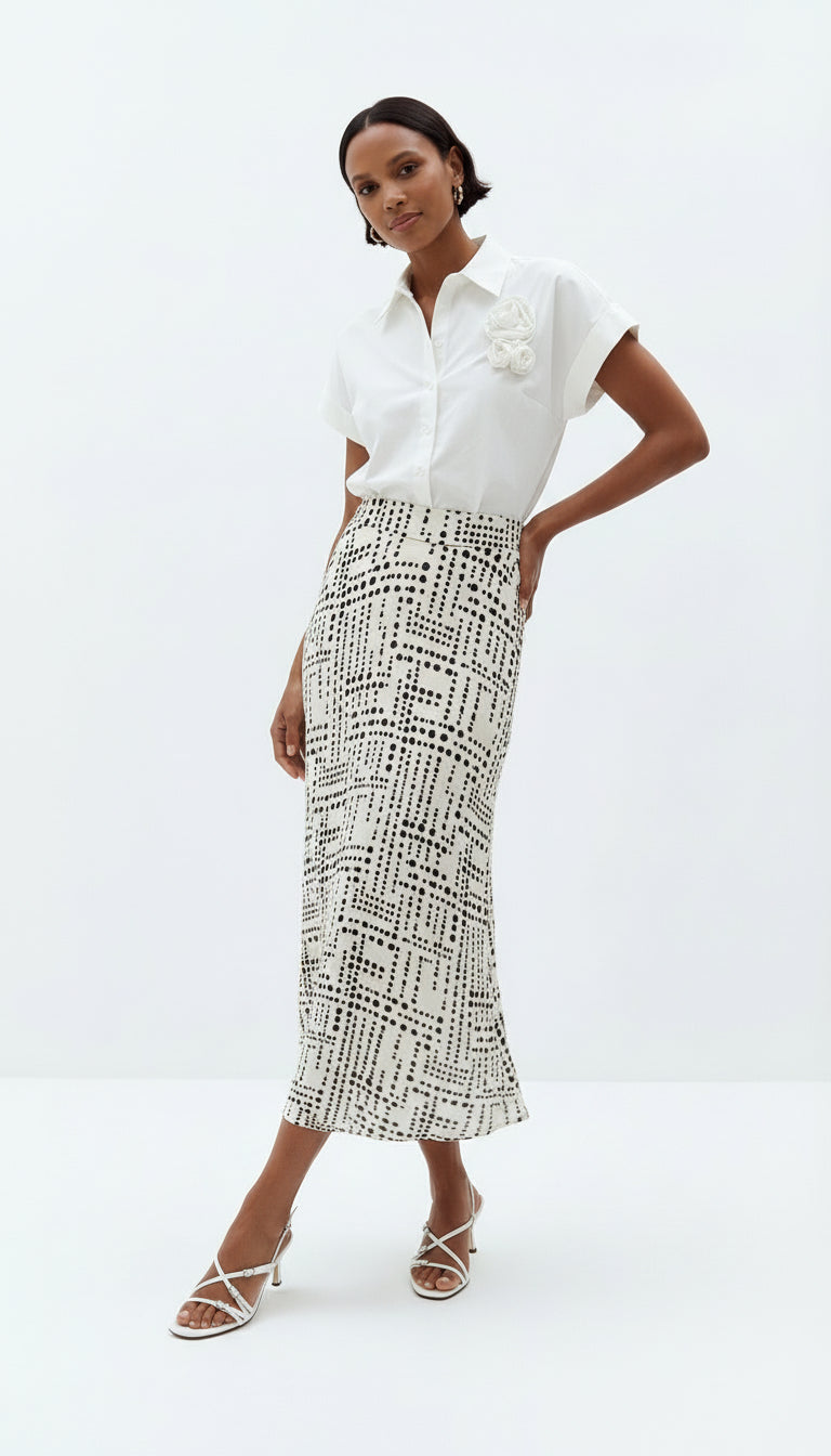 A Line Patterned Midi Skirt - MULTI COLOR