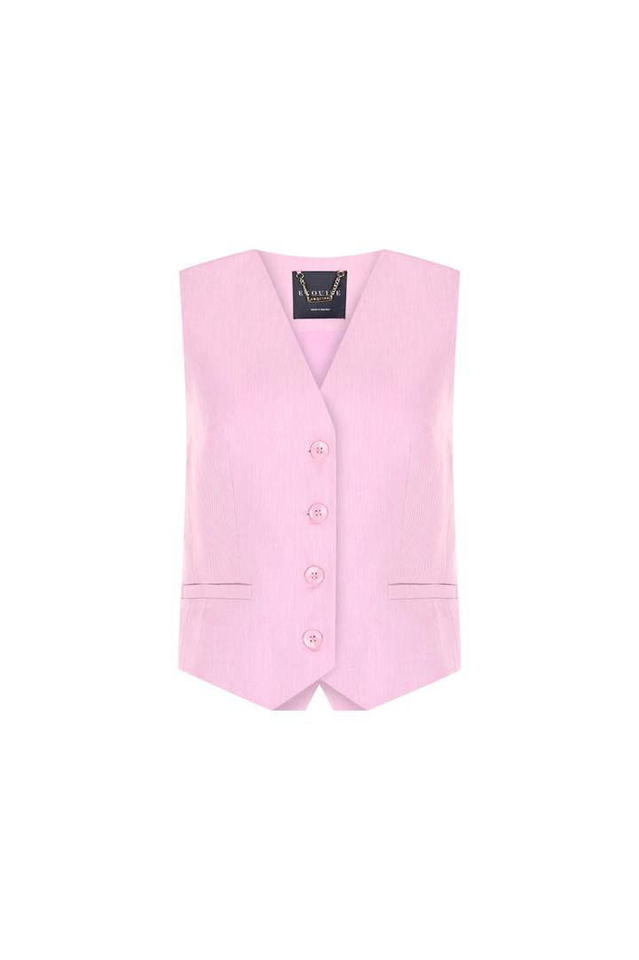 Waist-Fitted Linen Vest - PINK