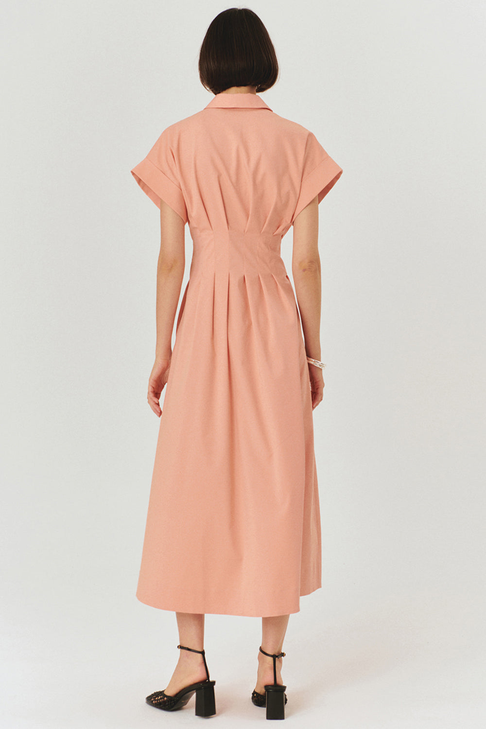 Samantha Dress  Drop Shoulder Belted Cotton Shirt Dress - PINK