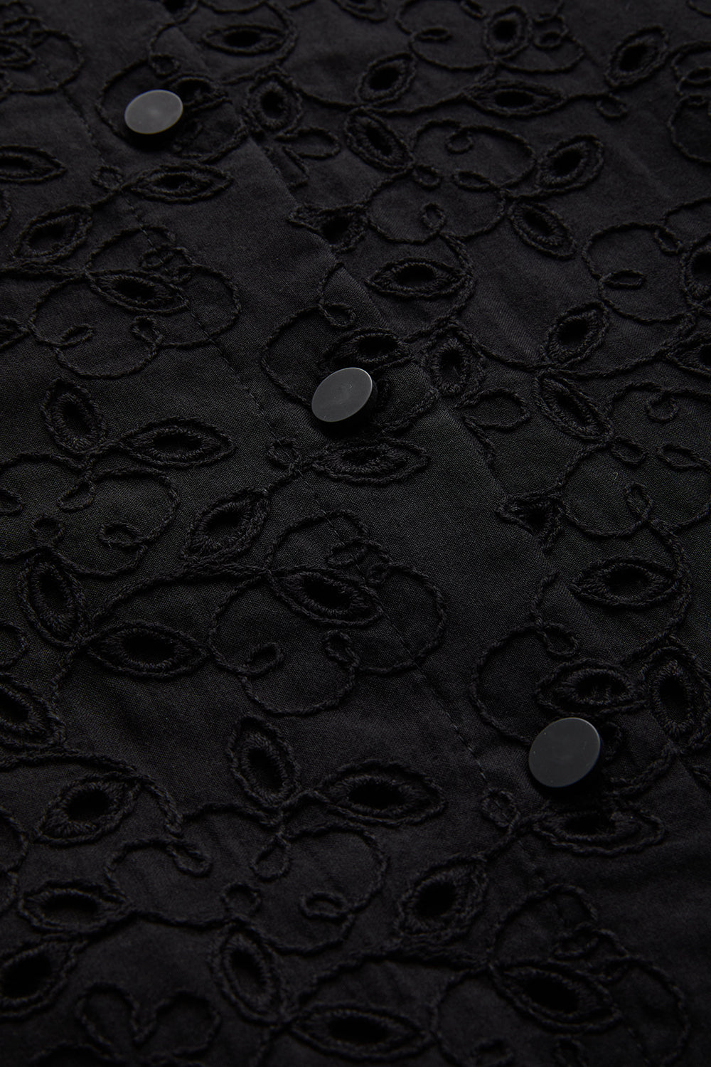 Maxi Belted Broderie Anglaise Cotton Shirt Dress - BLACK