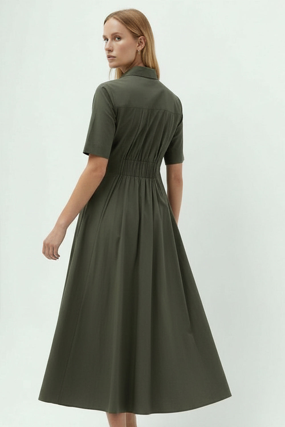 Cotton Khaki Regular Shirt Dress