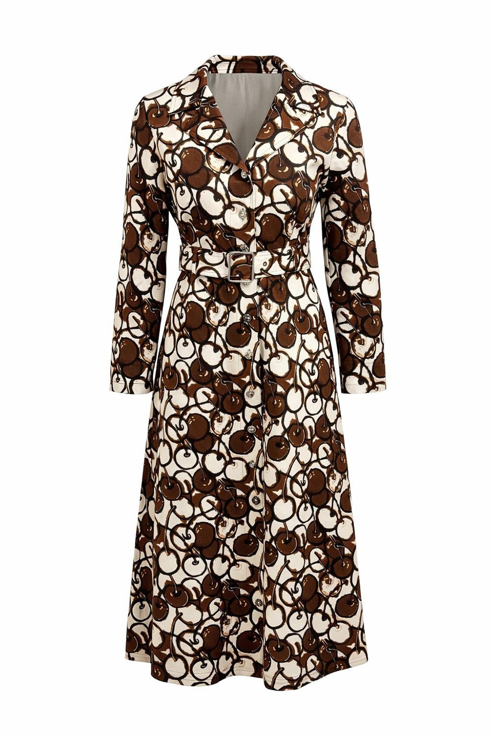 Long Sleeve  Button-Front Maxi Dress – BROWN