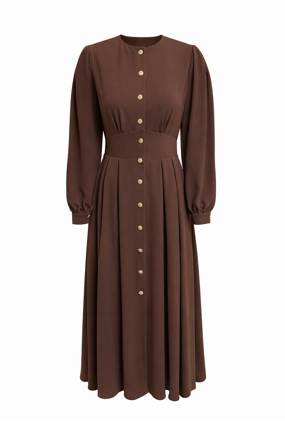 Nori Long Sleeve Midi Dress – BROWN