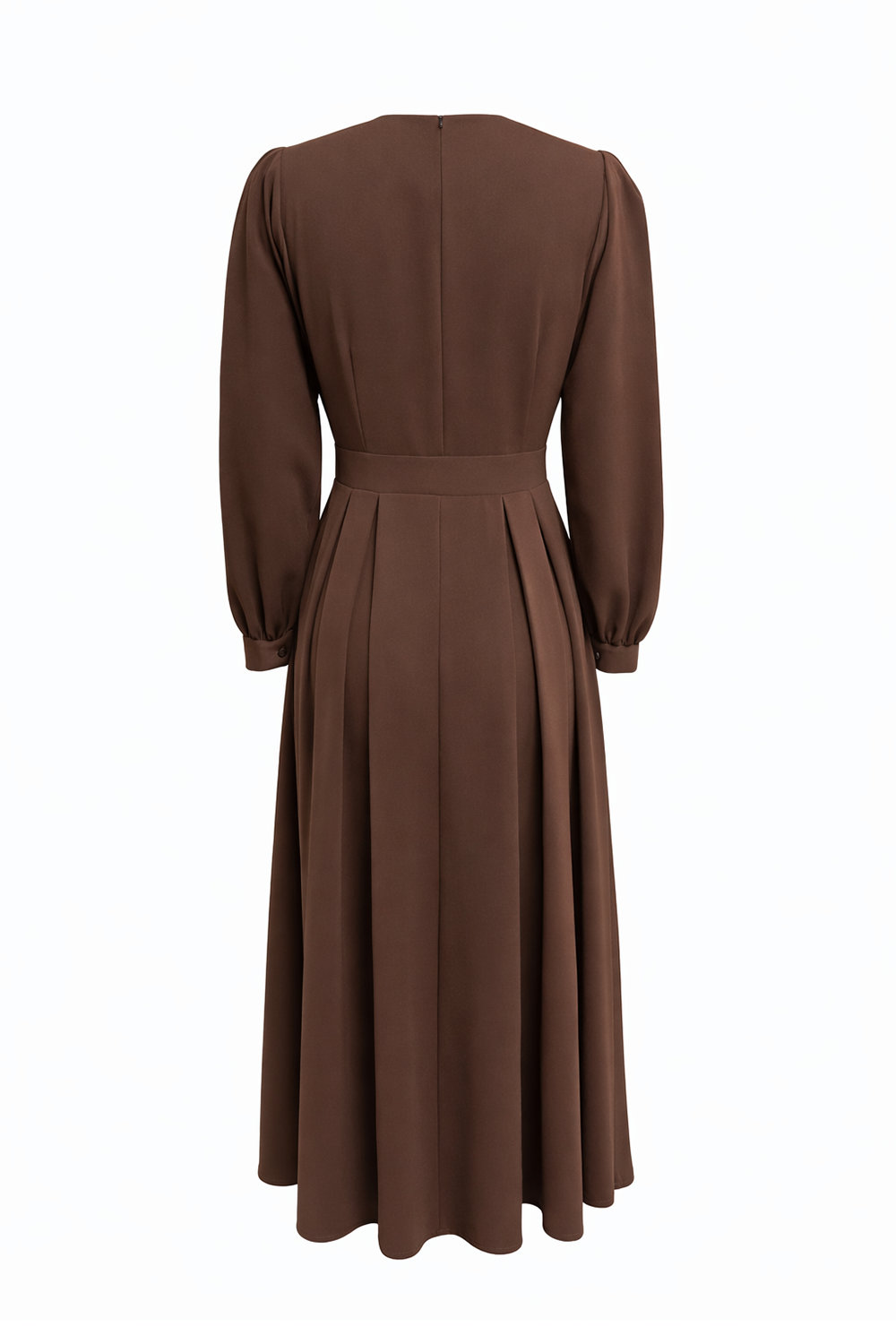 Nori Long Sleeve Midi Dress – BROWN