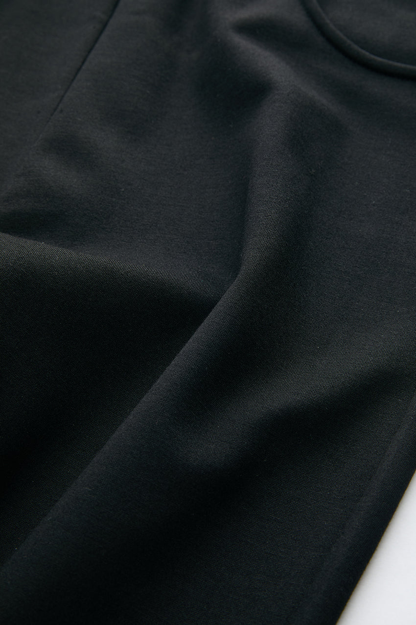 High-Waisted Flared Knit Trousers - BLACK