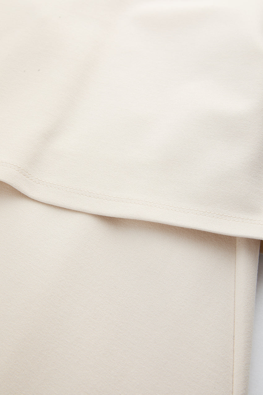 Short Sleeve Round Neck Mini Dress - BONE