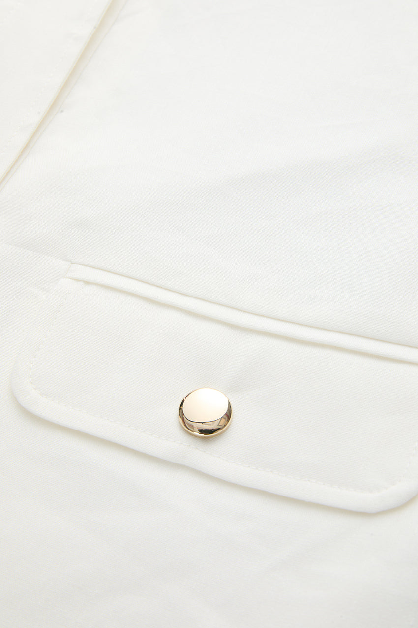 Delancy Shirt Collar Long Sleeve Jacket - Ecru