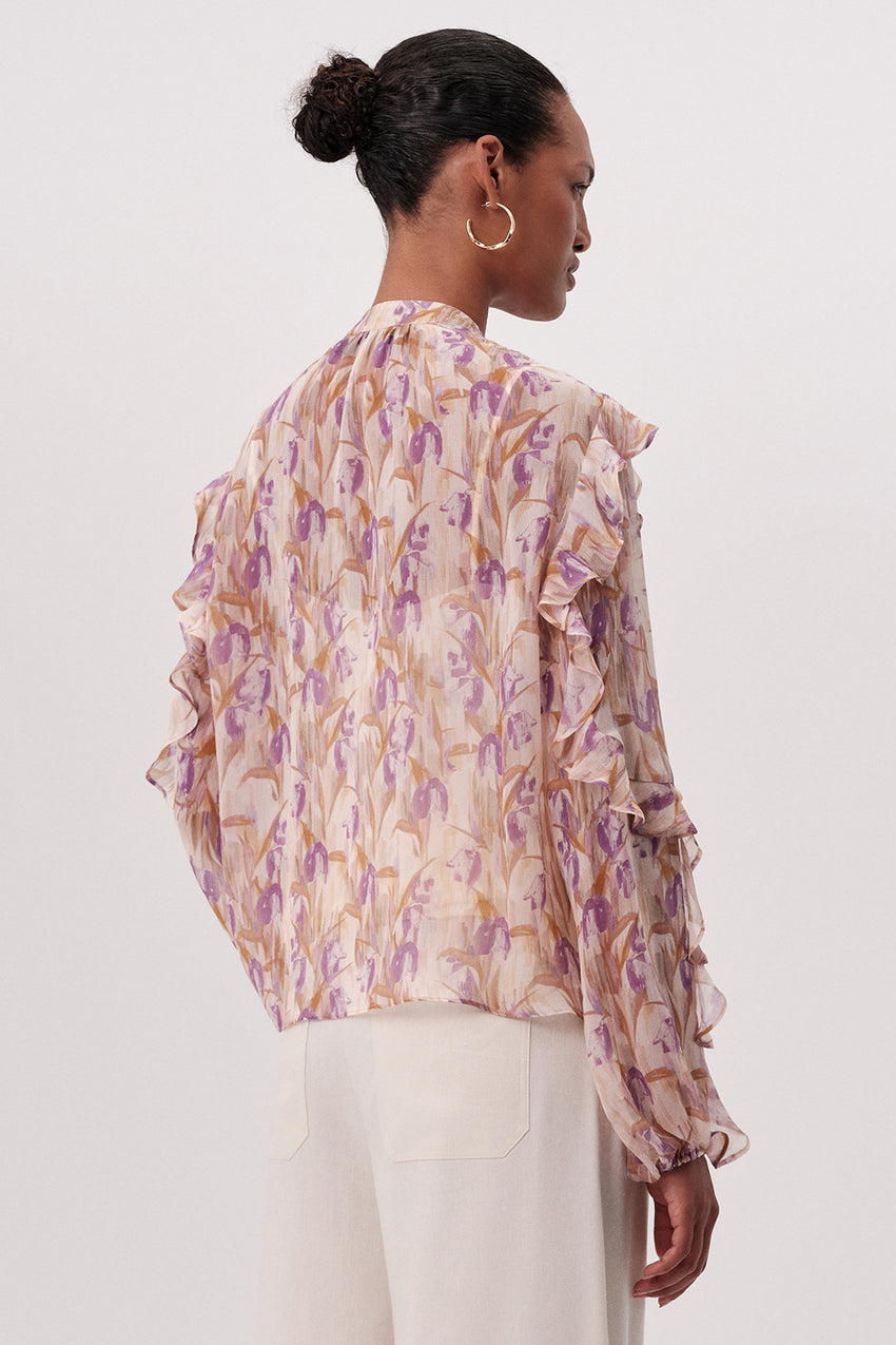 Kasandra Tie Neck Long Sleeve Blouse - MULTI COLOR