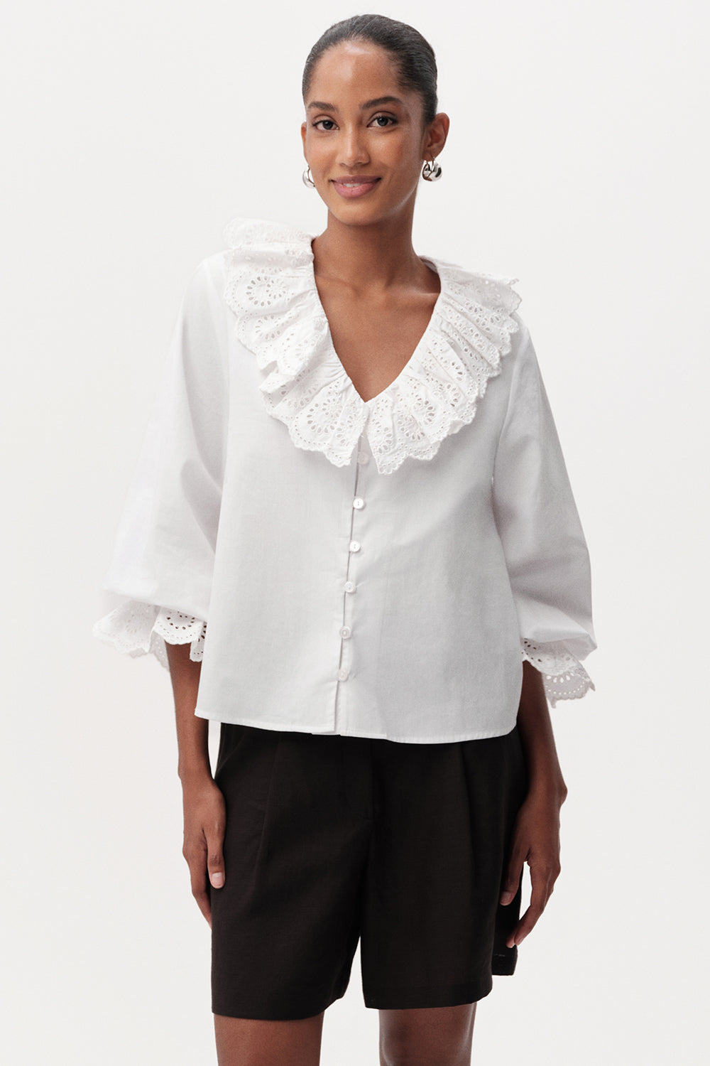Bibiane Broderie Embroidered Blouse - White