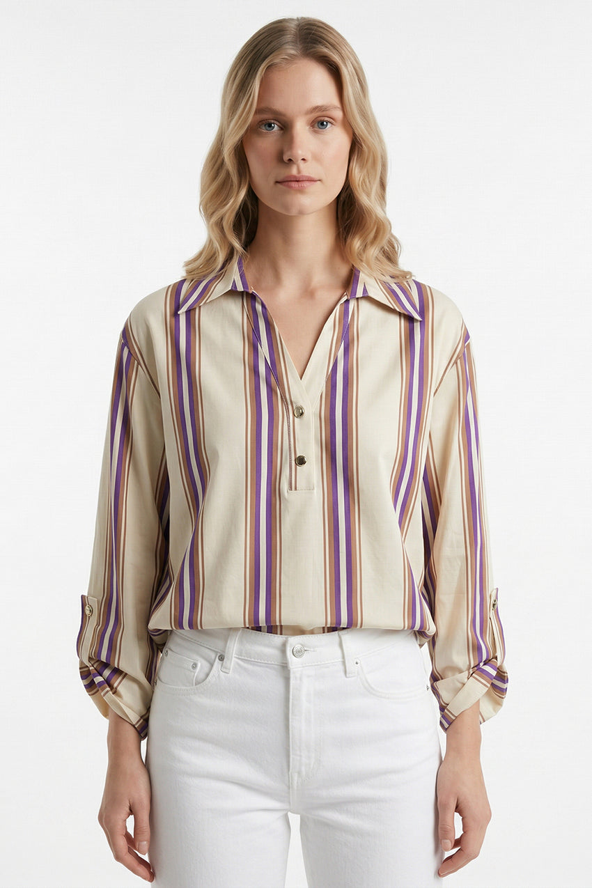 Delron Long Sleeve Blouse - MULTI COLOR