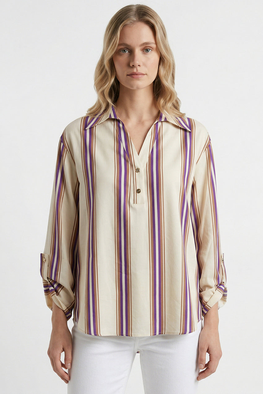 Delron Long Sleeve Blouse - MULTI COLOR